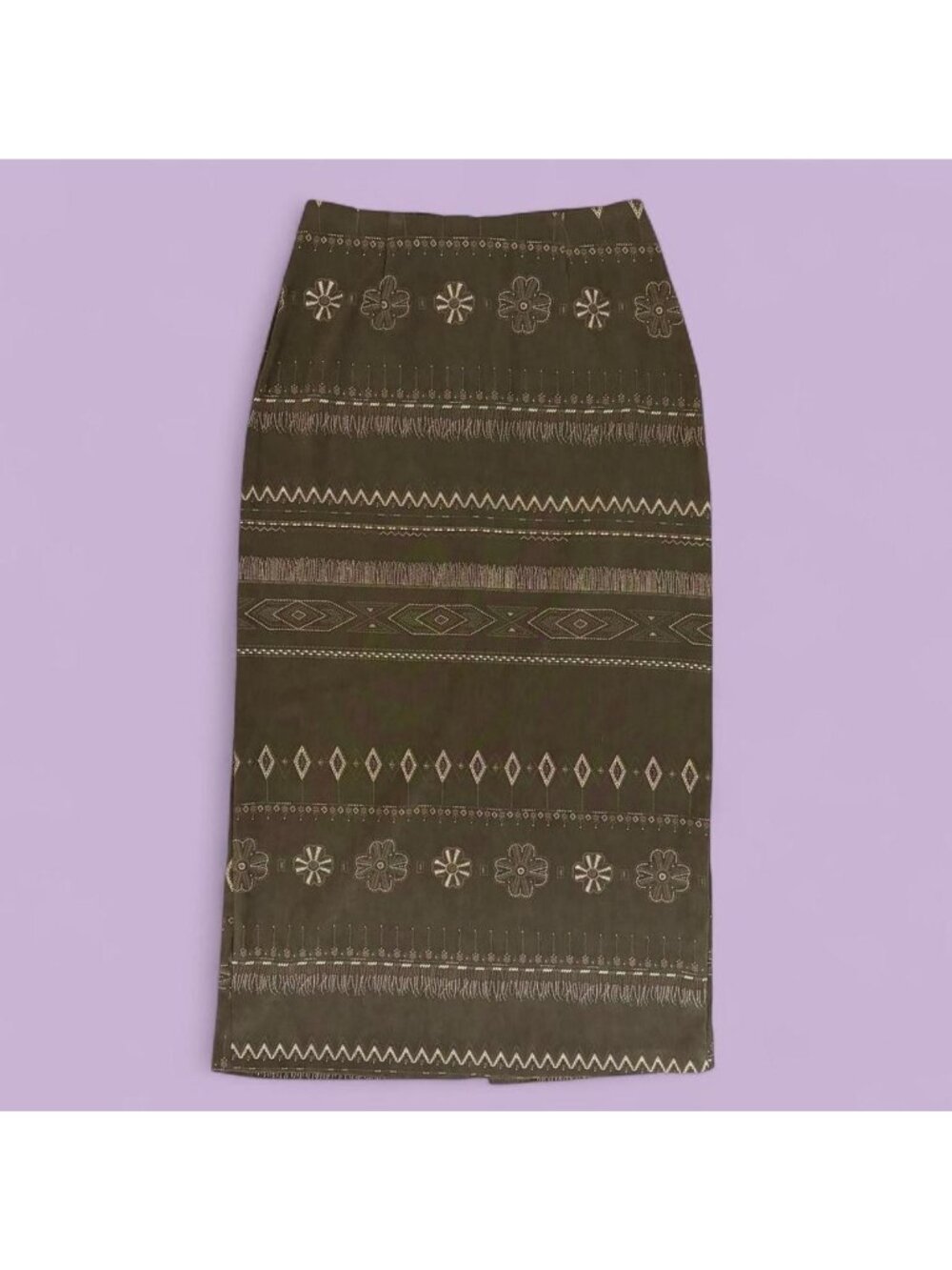 90s green striped boho skirt